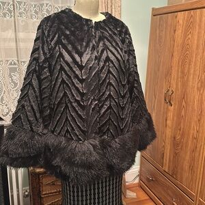 🌺🌺 NWT NINA LEONARD FAUX-FUR BLACK JACKET SIZE LARGE
